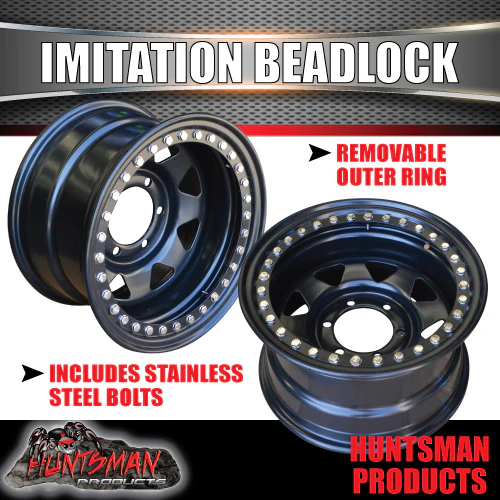 16X8 6/139.7 PCD -23 Offset Steel Imitation Beadlock Rim. Fits Landcruiser, Patrol etc - Image 2