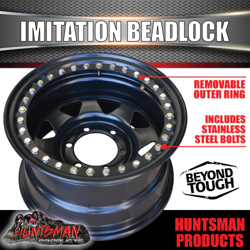 16X8 6/139.7 PCD -23 Offset Steel Imitation Beadlock Rim. Fits Landcruiser, Patrol etc - Image 7