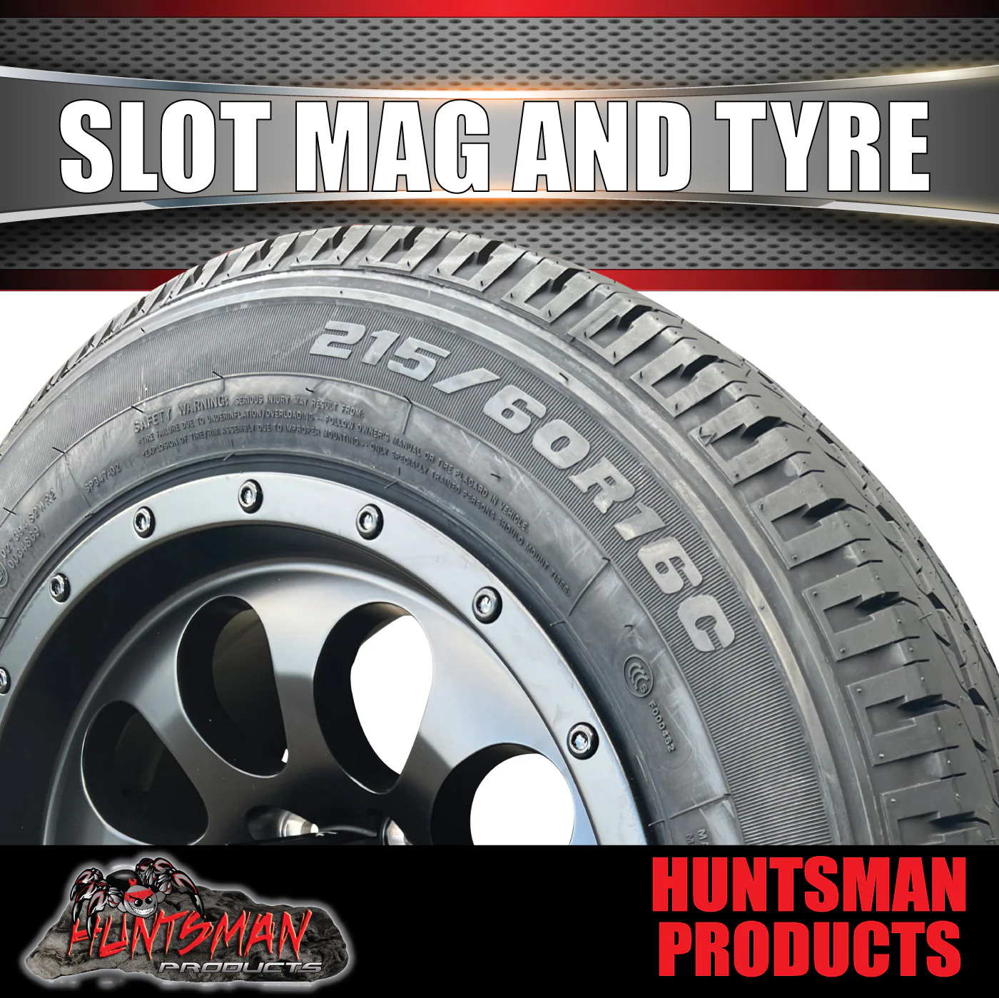 16x8 6 stud +15 Slot alloy Mag Wheel & 205/65R16C Tyre. Trailer Caravan Vans - Image 3