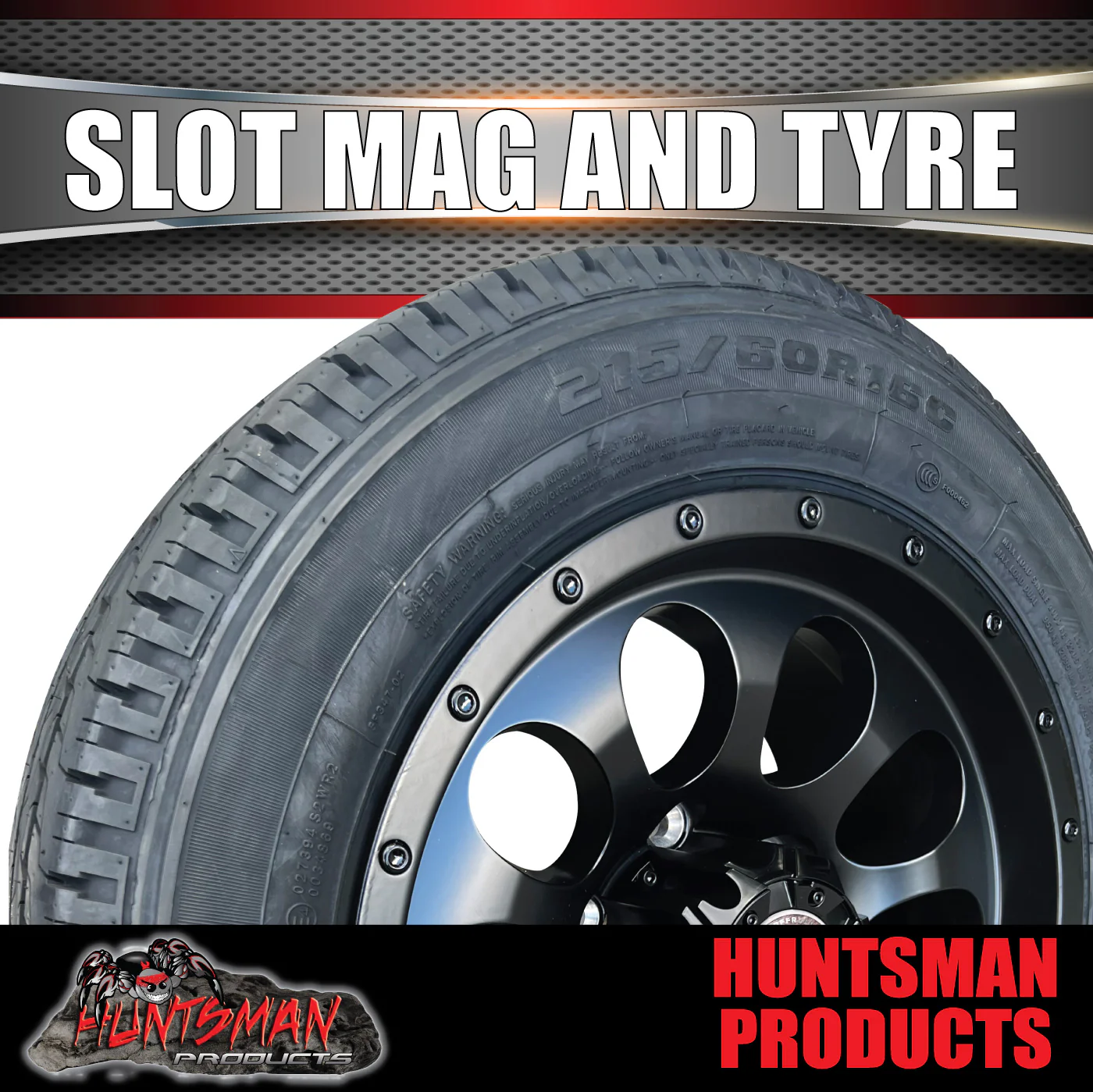 16x8 6 stud +15 Slot alloy Mag Wheel & 205/65R16C Tyre. Trailer Caravan Vans - Image 4