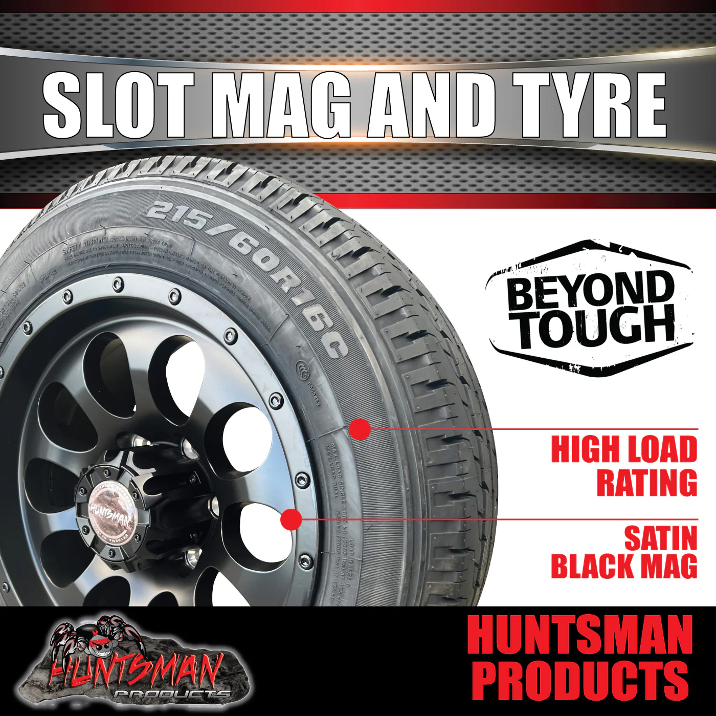 16x8 6 stud +15 Slot alloy Mag Wheel & 205/65R16C Tyre. Trailer Caravan Vans - Image 5