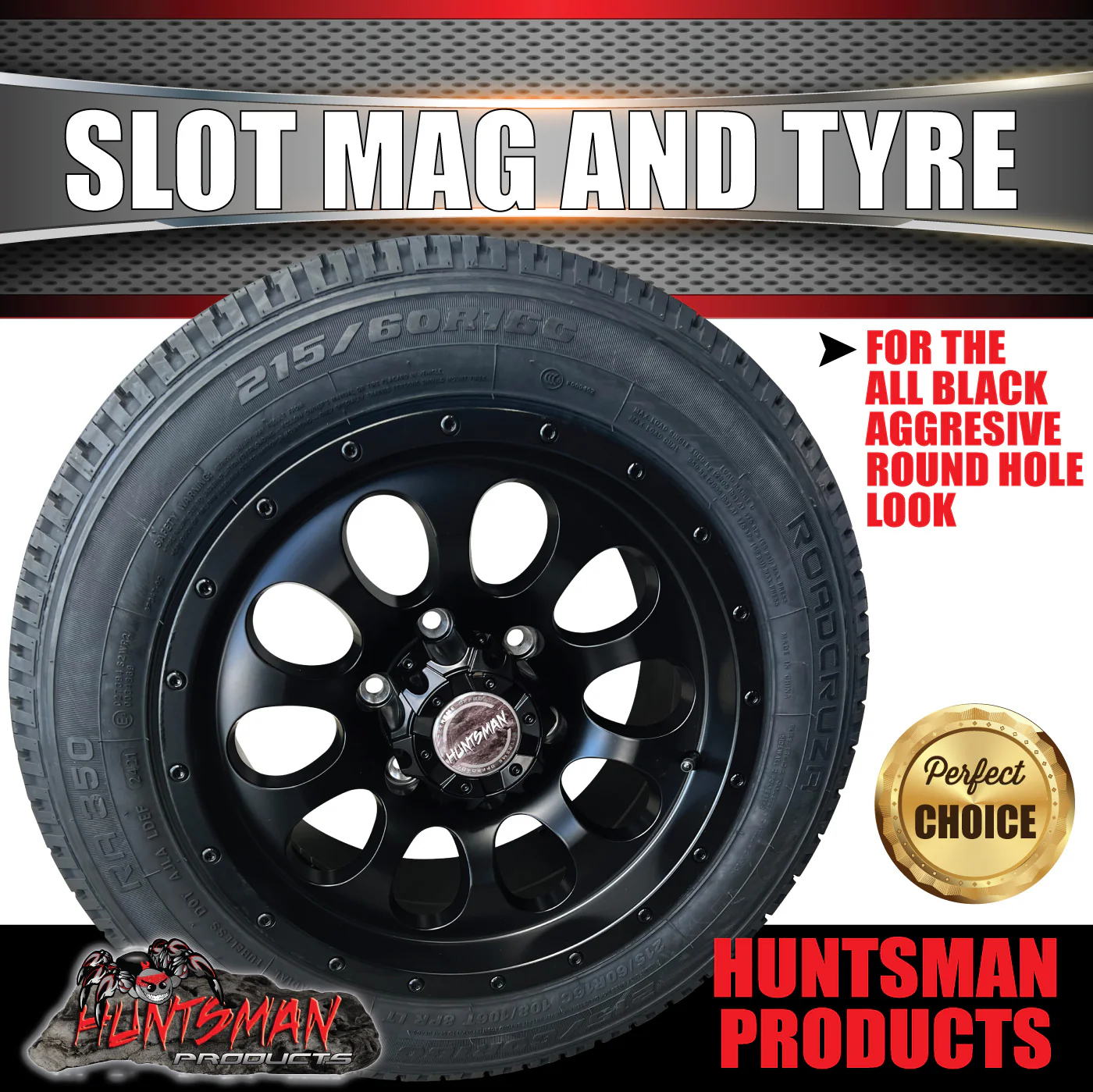 16x8 6 stud +15 Slot alloy Mag Wheel & 215/60R16C Tyre. Trailer Caravan Vans - Image 2