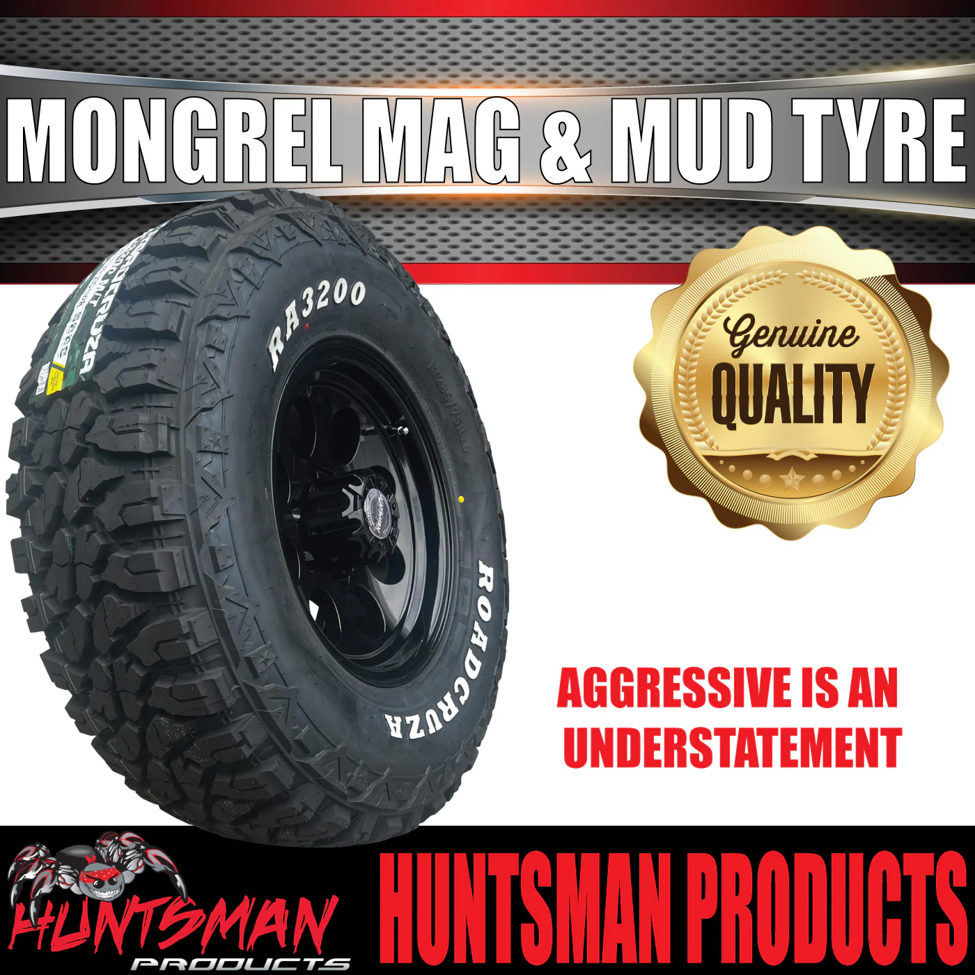 16x8 Black Mongrel Mag Wheel & 315/75R16 L/T Roadcruza RA3200 Mud Tyre. 315 75 16 - Image 4