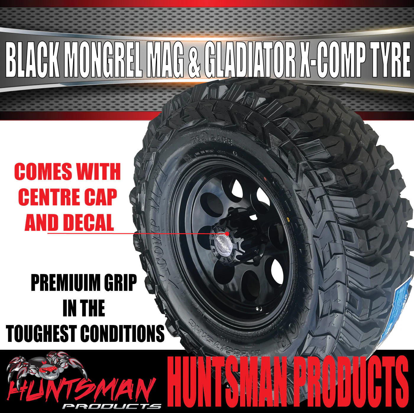 16x8 Black Mongrel Mag Wheel 6/139.7 PCD & 265/75R16 Gladiator X Comp Mud Tyre 265 75 16 - Image 6