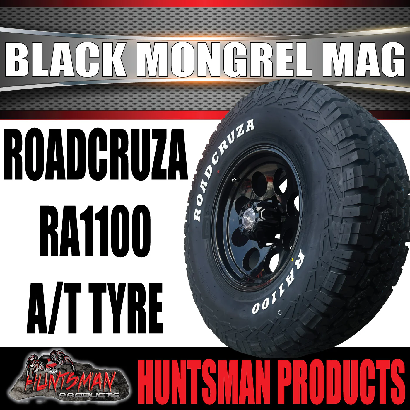 16x8 Black Mongrel Mag Wheel 6/139.7 PCD & 285/75R16 Roadcruza A/T Tyre. 285 75 16 - Image 4