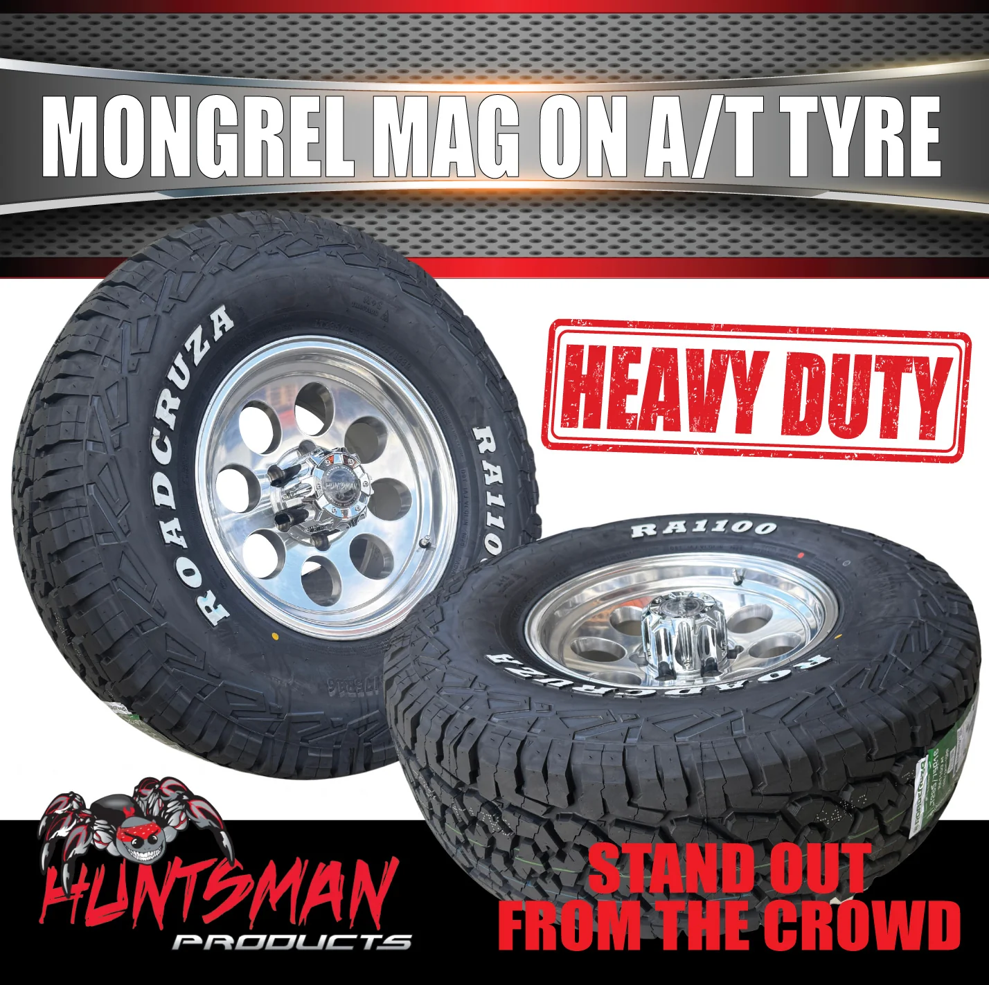 16x8 Polished Mongrel Mag Rim 6/139.7 PCD & 245/70R16 Roadcruza RA1100 A/T Tyre - Image 5