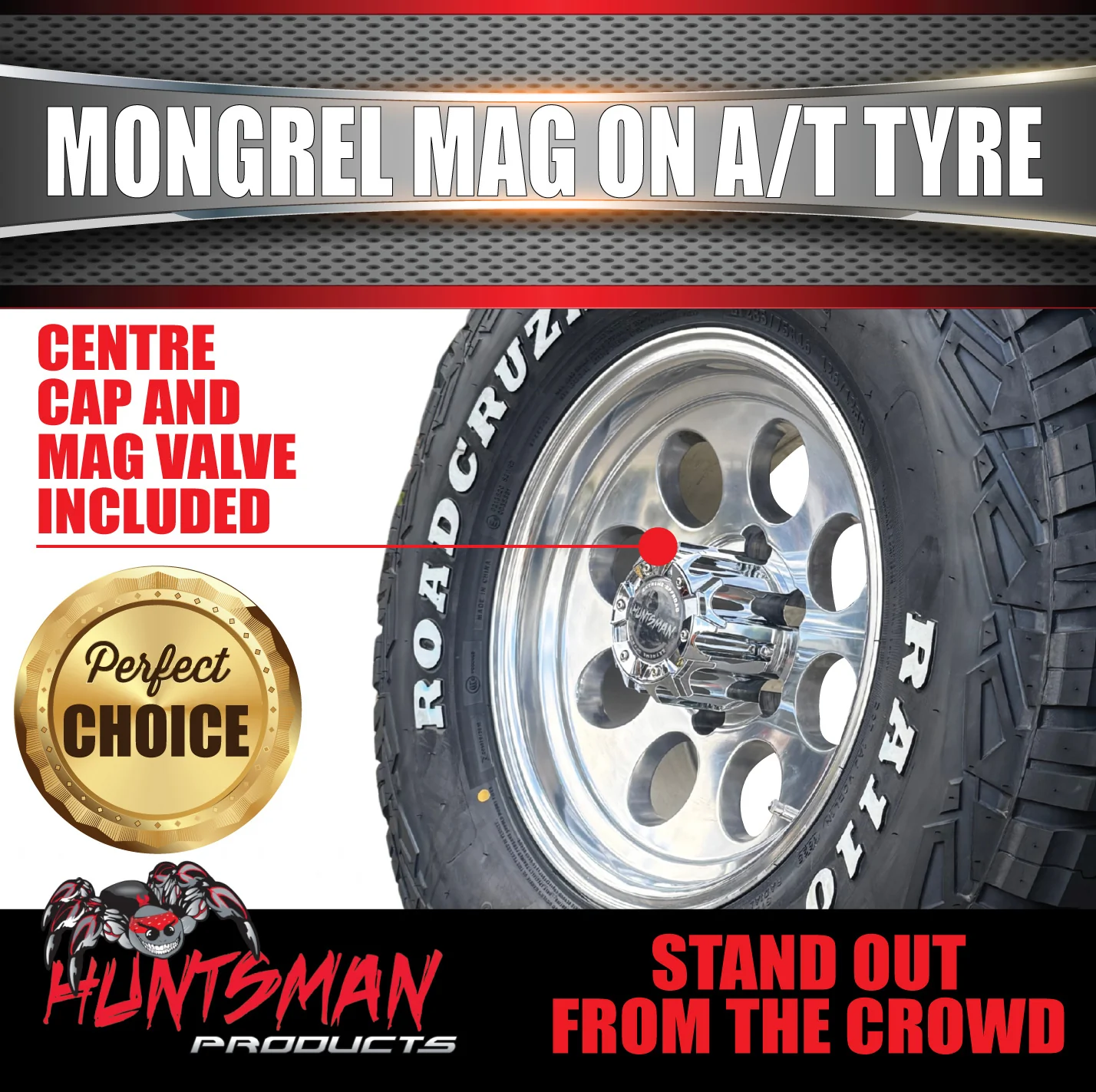 16x8 Polished Mongrel Mag Rim 6/139.7 PCD & 285/75R16 Roadcruza RA1100 A/T Tyre - Image 5