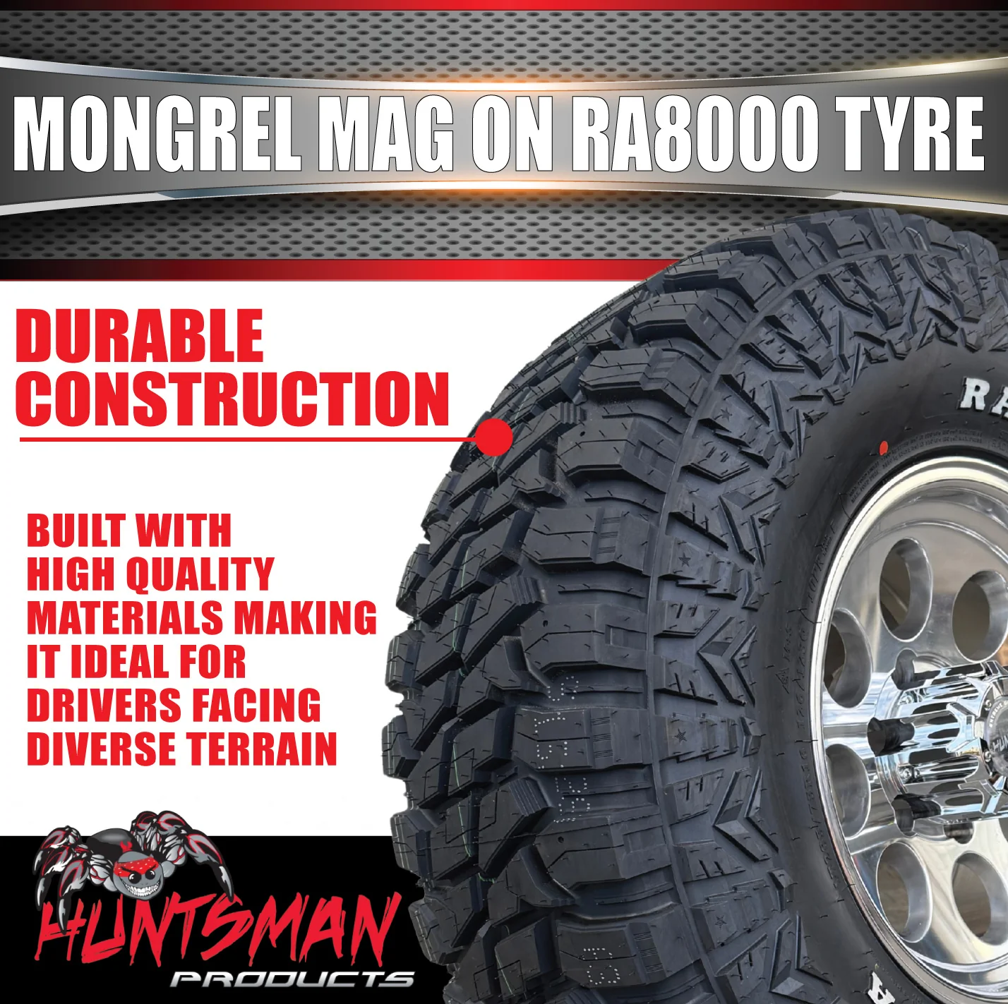 16x8 Polished Mongrel Mag Rim 6/139.7 PCD & 265/75R16 Roadcruza RA8000 Tyre - Image 2