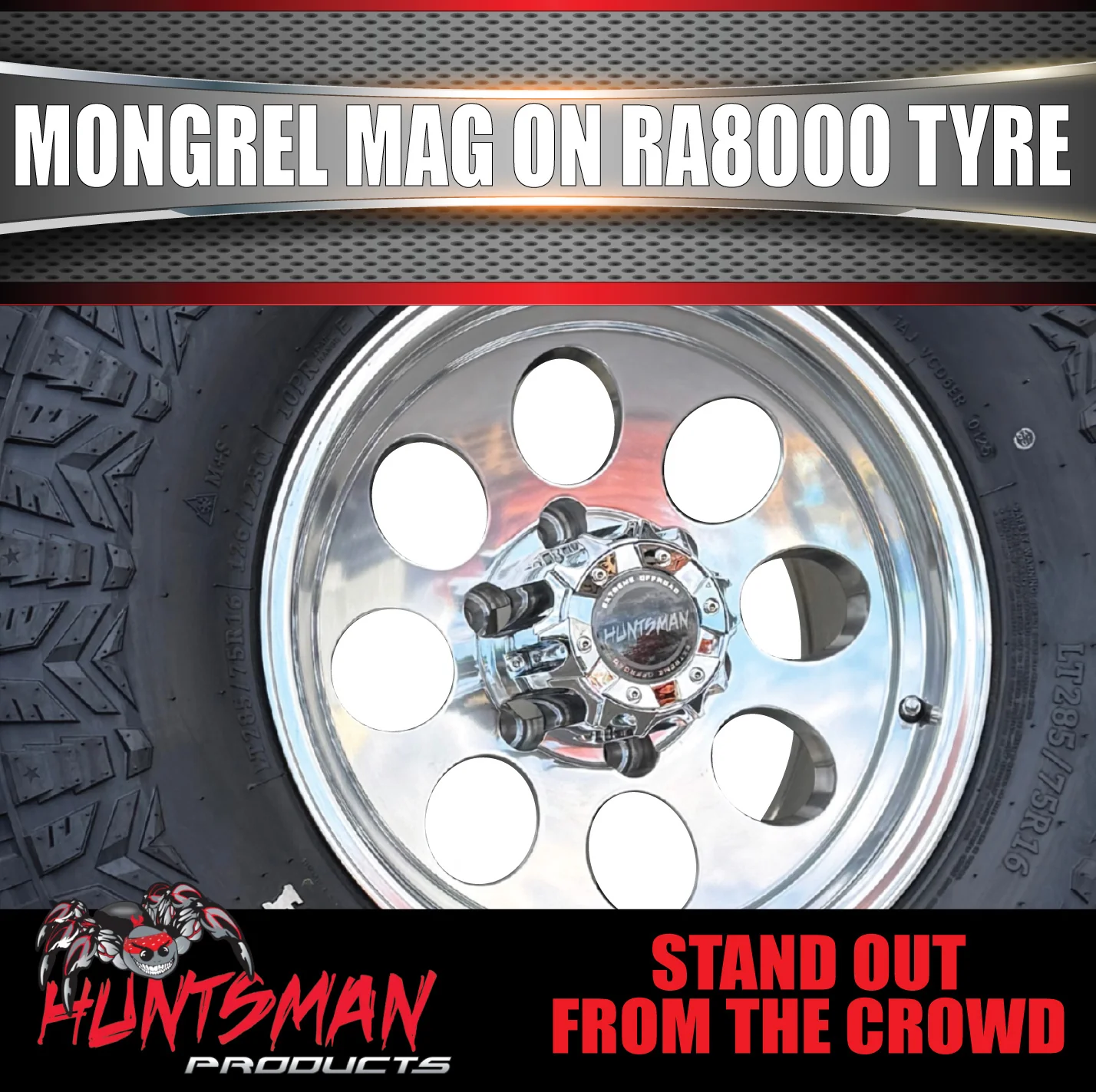 16x8 Polished Mongrel Mag Rim 6/139.7 PCD & 265/75R16 Roadcruza RA8000 Tyre - Image 4