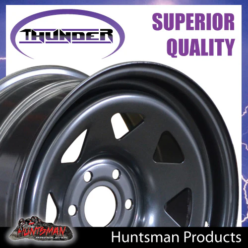 16X8 Sunraysia 6/114.3 PCD +20 Offset Black Thunder Steel Rim D40 NP300 - Image 4