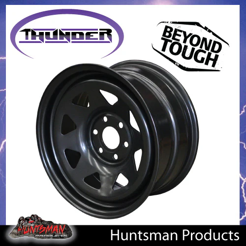16X8 Sunraysia 6/114.3 PCD +20 Offset Black Thunder Steel Rim D40 NP300 - Image 5