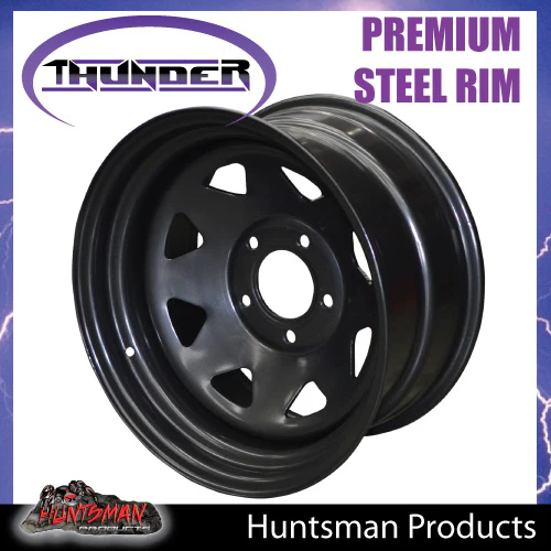 17x8 5 Stud Black Thunder Jeep Steel Wheel Rim 5/127 PCD, -25 Offset. - Image 5
