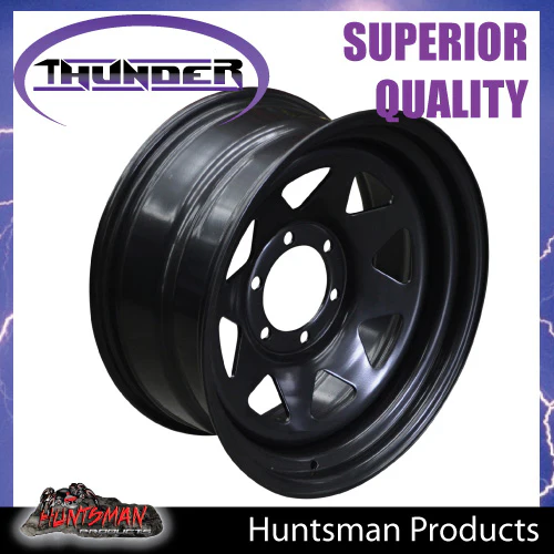 17X8 6 Stud Black Thunder Steel Rim -13 Offset. 6/139.7 PCD. Fits Landcruiser, Patrol etc - Image 6