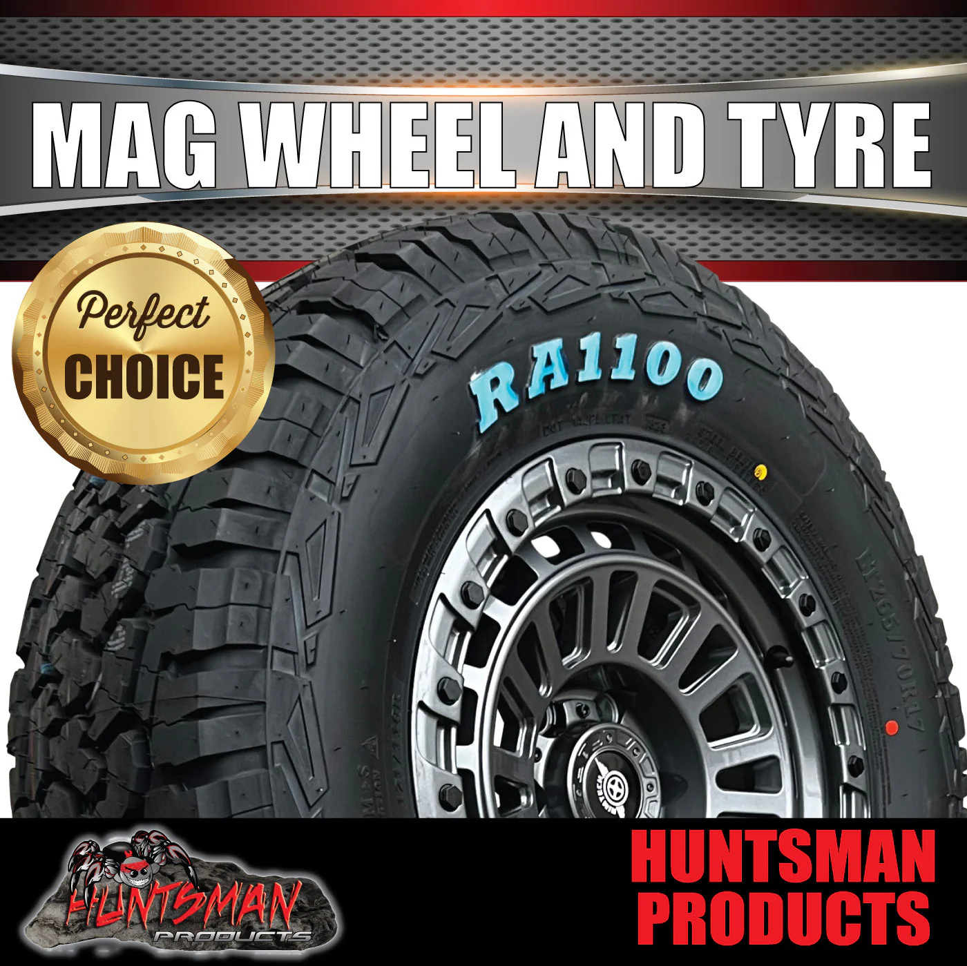 17x8 Gunmetal Sandstorm Alloy Rim 6/139.7 pcd ET0 & 265/65R17 Roadcruza RA1100 Tyre - Image 2