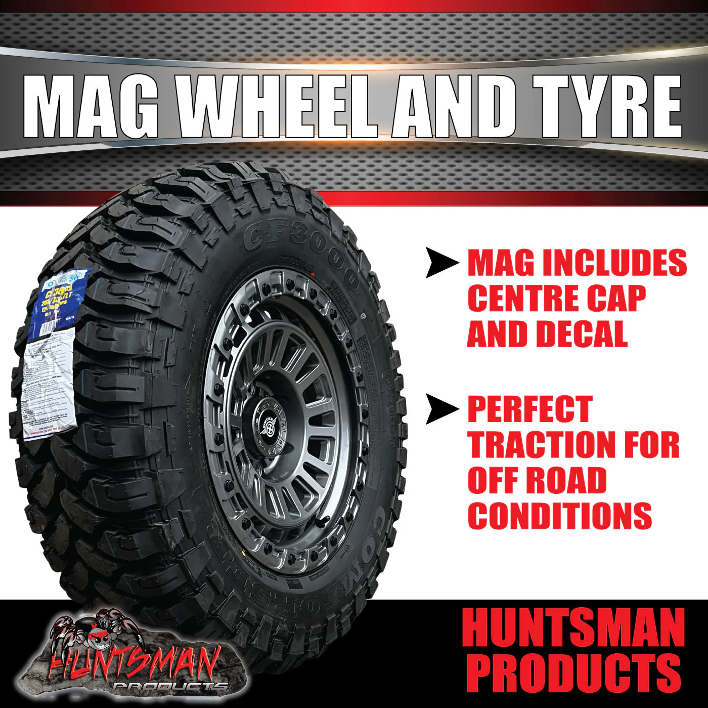 17x8 Gunmetal Sandstorm Alloy Rim 6/139.7 pcd ET0 & 285/70R17 Comforser Mud Tyre - Image 4