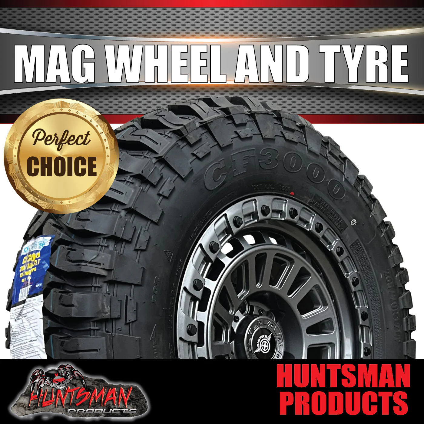 17x8 Gunmetal Sandstorm Alloy Rim 6/139.7 pcd ET0 & 37x12.5R17 Comforser Mud Tyre - Image 5
