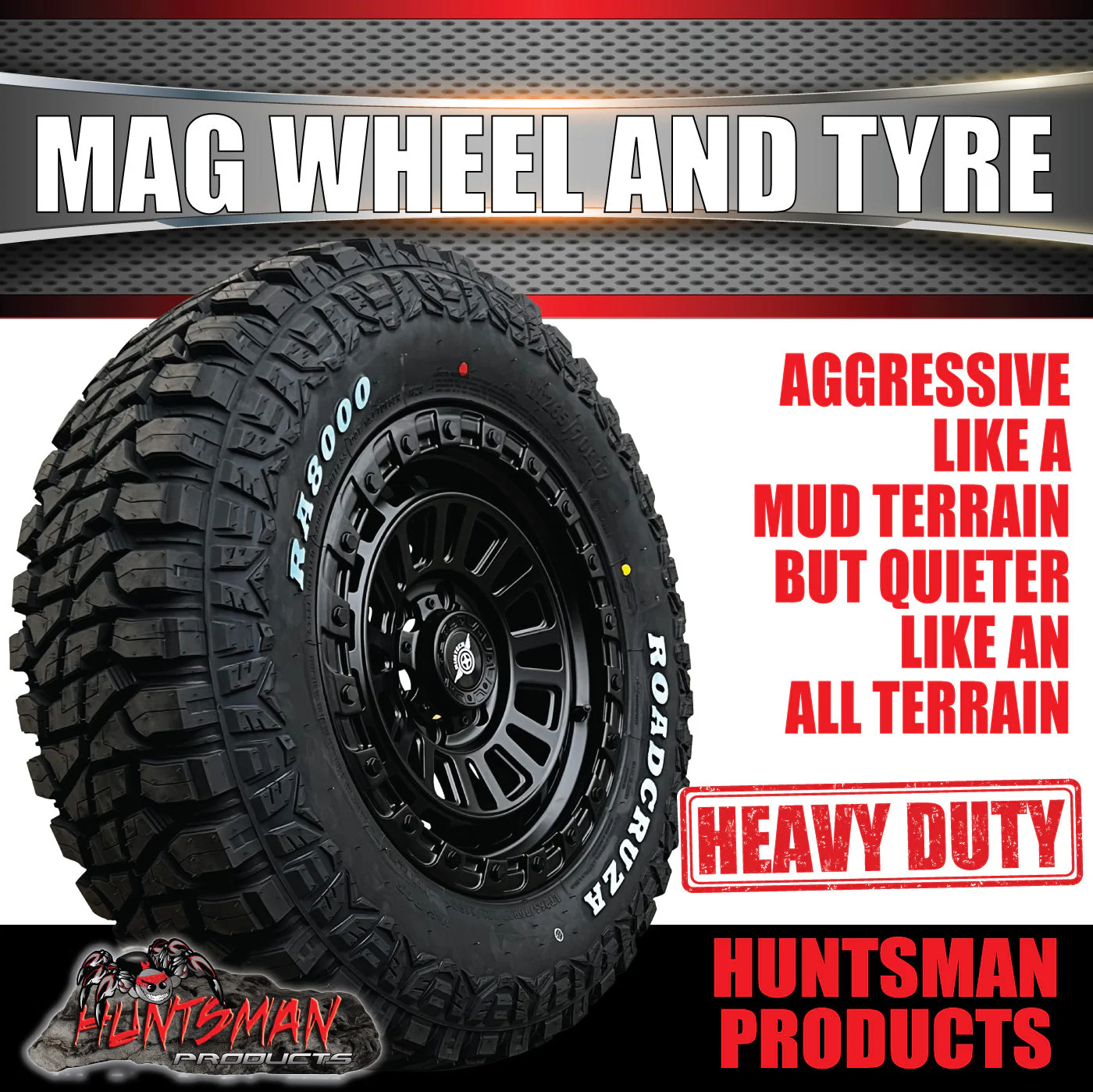 17x8 Sandstorm Alloy Wheel 6/139.7 pcd ET20 & 265/65R17 Roadcruza RA8000 Rugged Tyre - Image 2