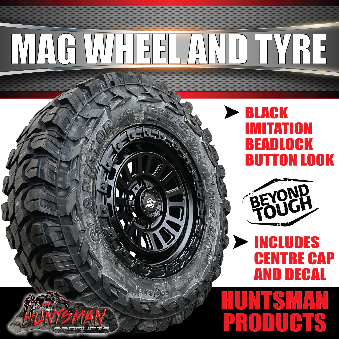 17x8 Sandstorm Alloy Wheel 6/139.7 PCD ET20 & 265/70R17 Gladiator X-comp Mud Tyre - Image 2