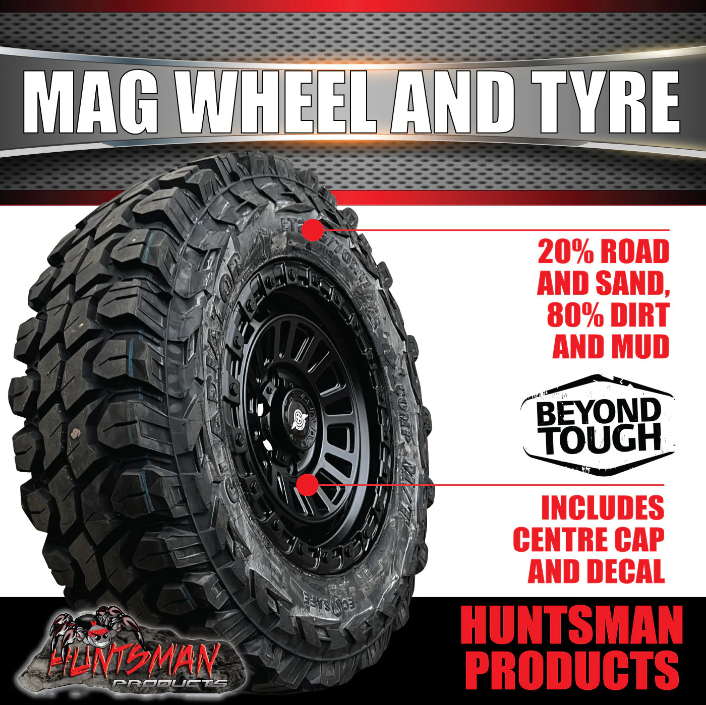 17x8 Sandstorm Alloy Wheel 6/139.7 PCD ET20 & 285/70R17 Gladiator X-comp Mud Tyre - Image 7