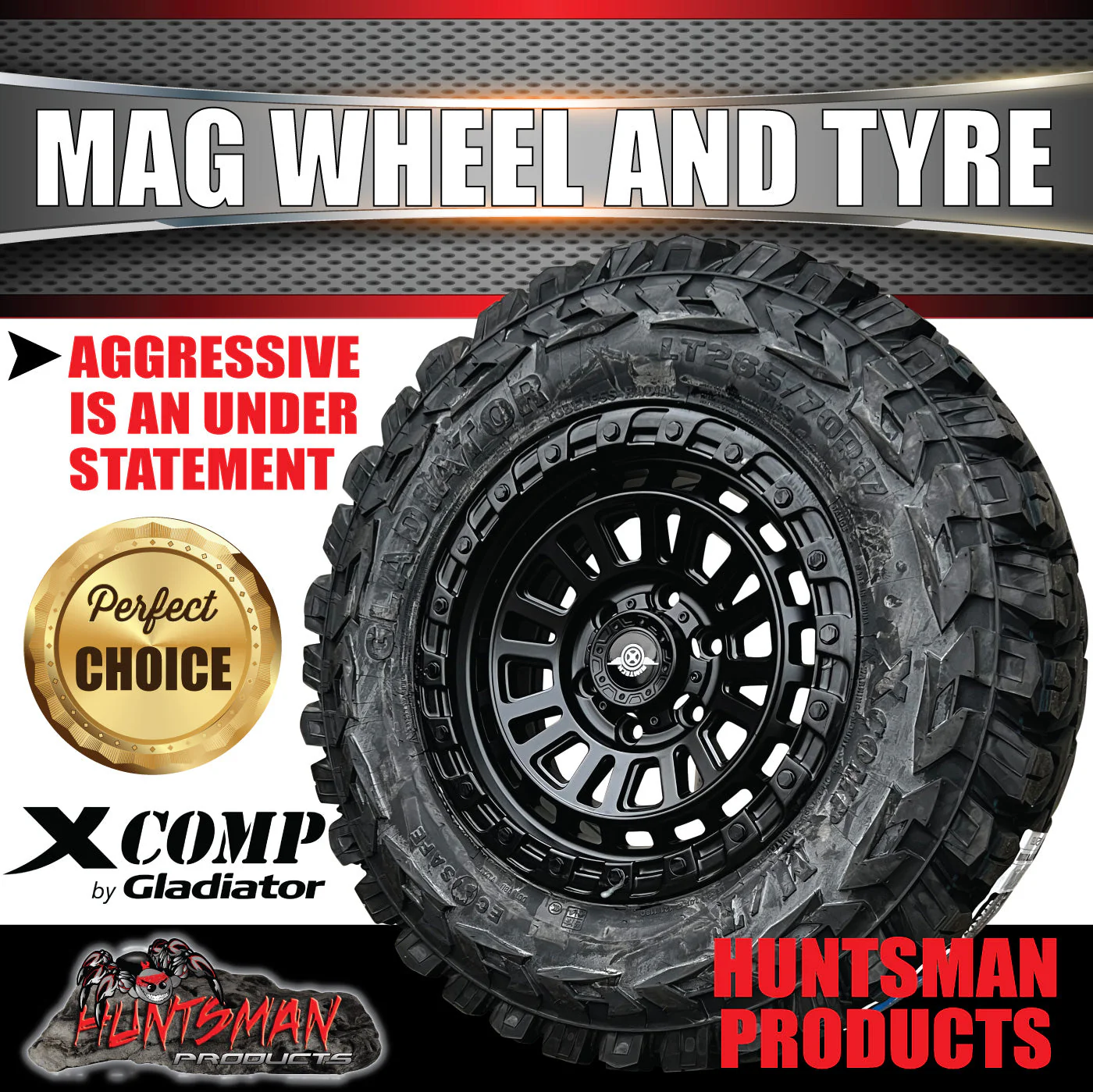 17x8 Sandstorm Alloy Wheel 6/139.7 PCD ET20 & 33x12.5R17 Gladiator X-comp Mud Tyre - Image 4