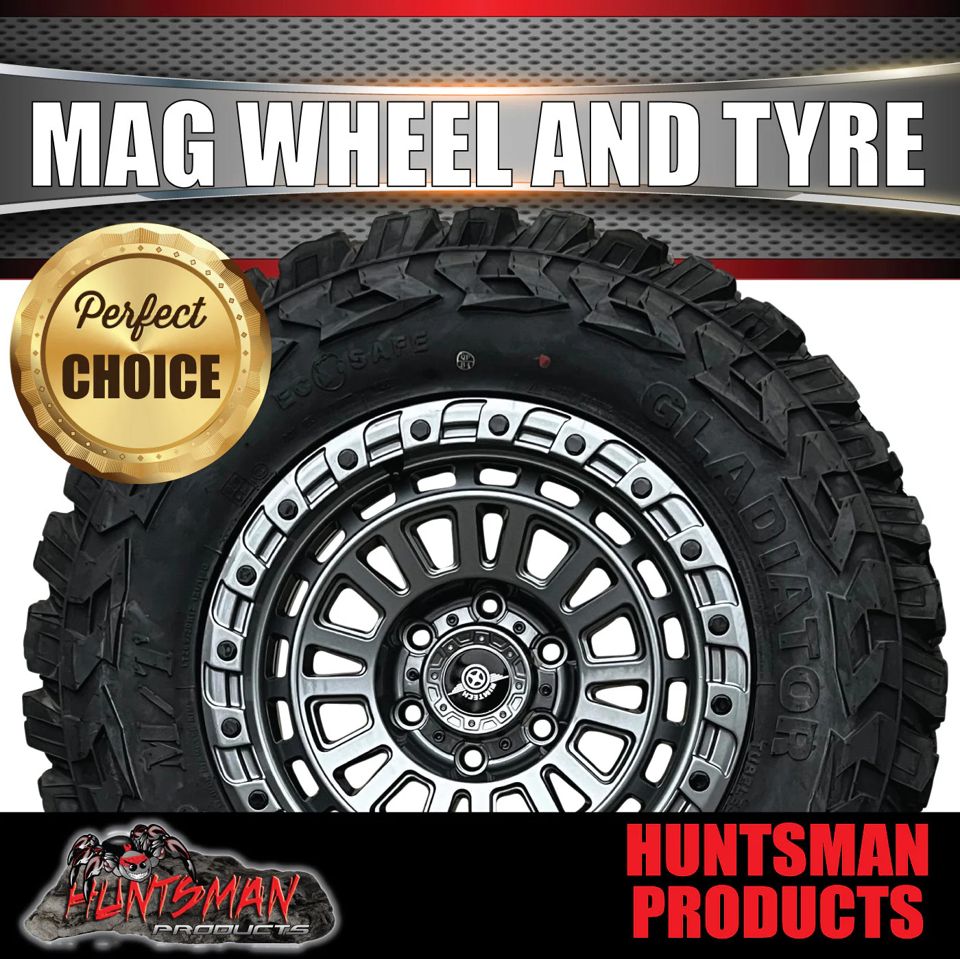17x8 Sandstorm Gunmetal Alloy Wheel 6/139.7 pcd ET0 & 33x12.5R17 Gladiator Mud Tyre - Image 2