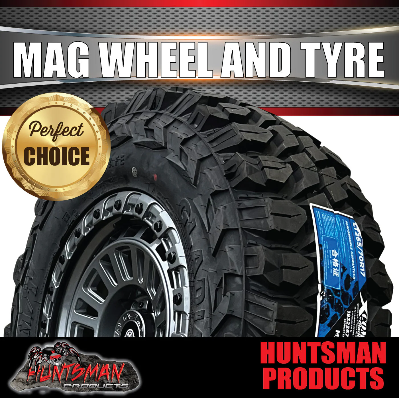 17x8 Sandstorm Gunmetal Alloy Wheel 6/139.7 pcd ET0 & 33x12.5R17 Gladiator Mud Tyre - Image 3