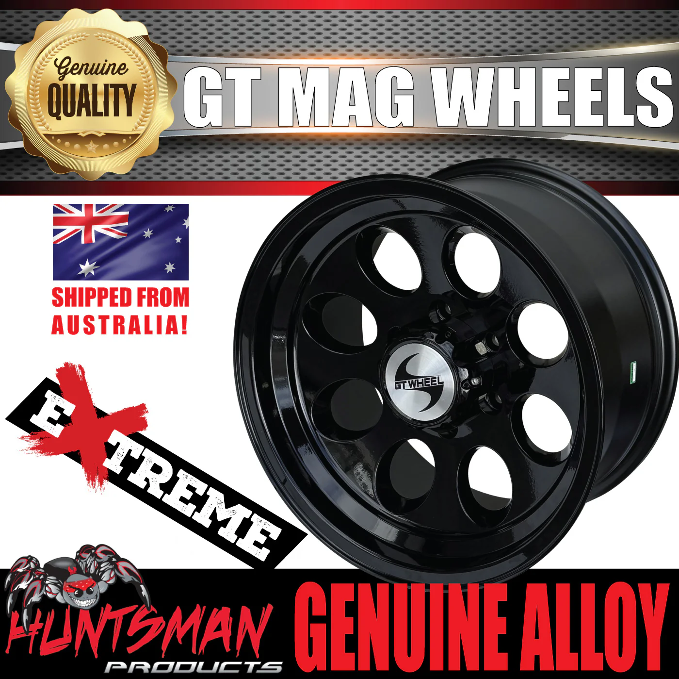 17x9, 0 Offset Black GT Alloy Mag Wheel Rim 4X4 4WD 6/139.7 PCD Toyota Nissan Patrol Ranger Hilux etc