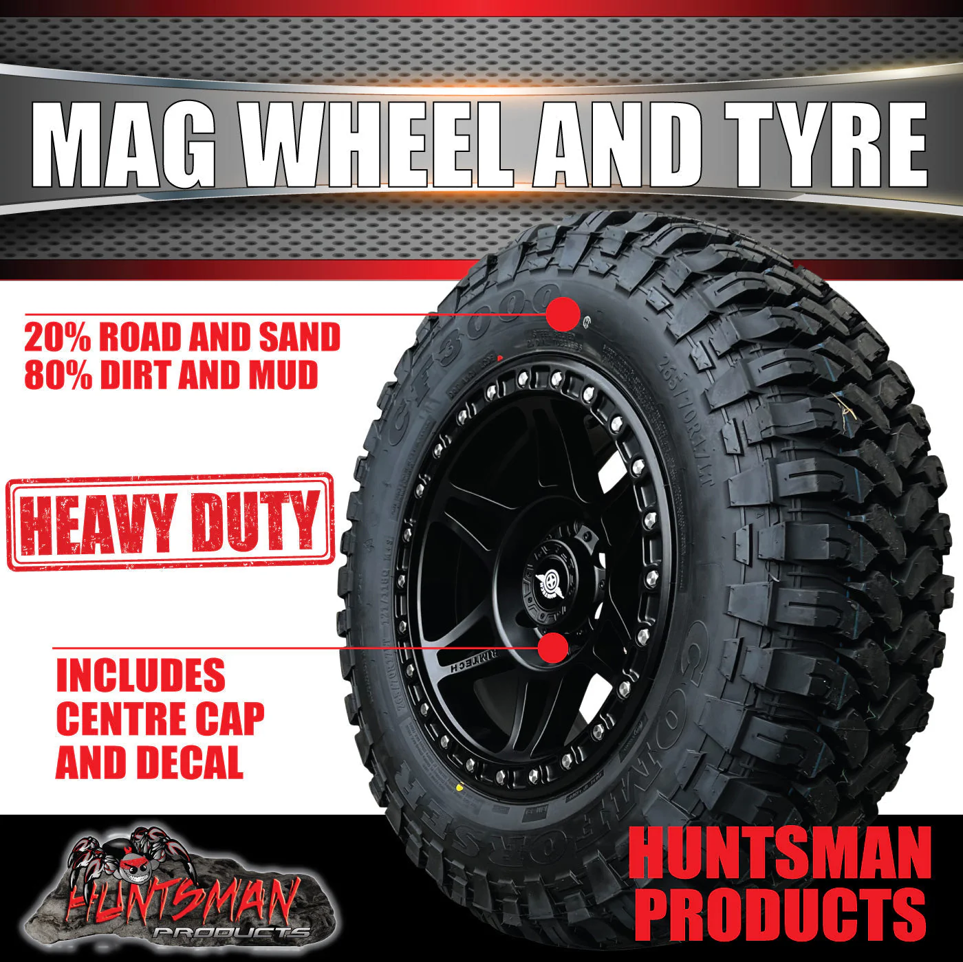 17x9 Delta Alloy Wheel 6/139.7 pcd ET18 & 37x12.5R17 Comforser CF3000 Mud Tyre - Image 3