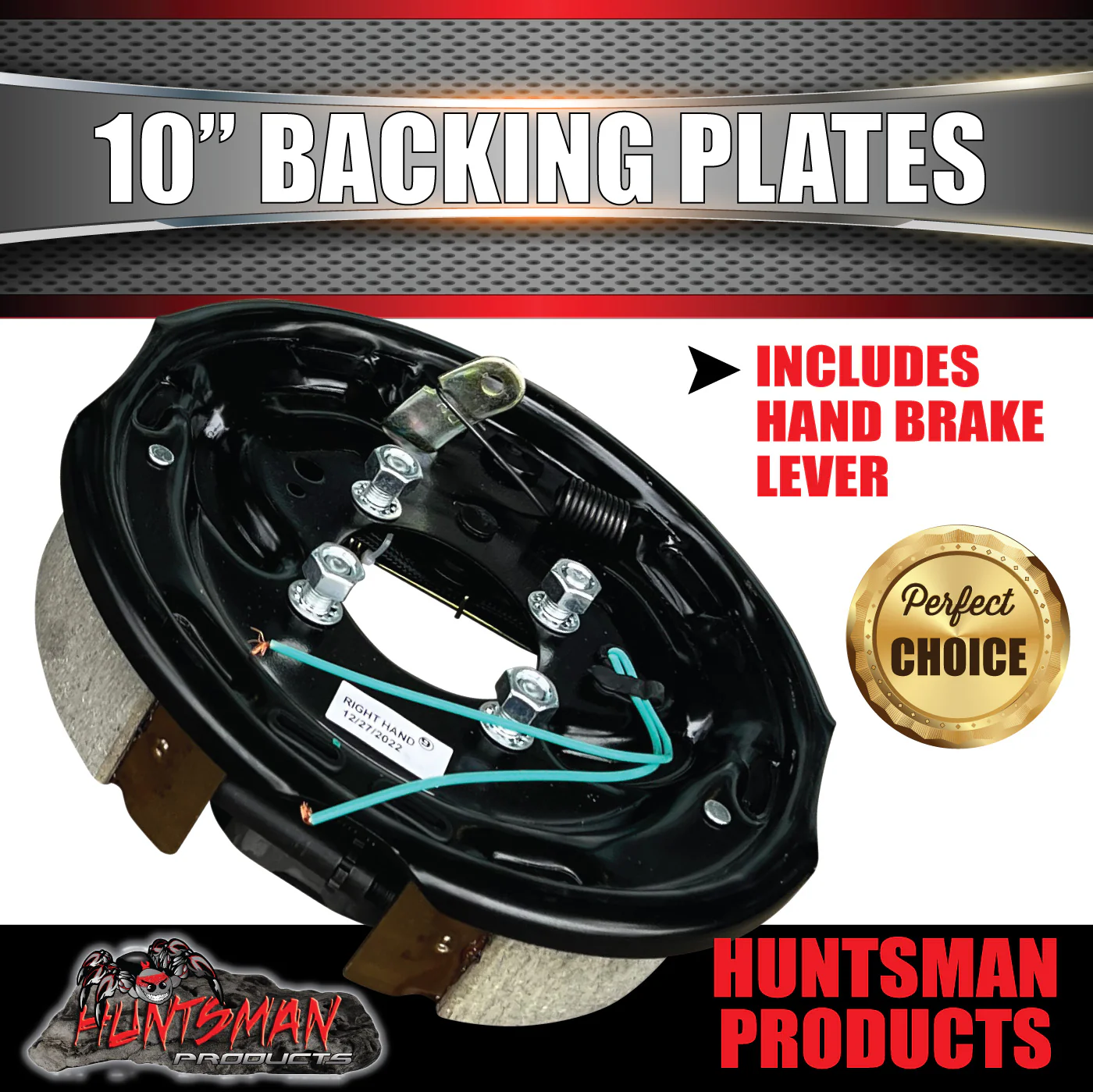 1x 10" RHS Drivers Trailer Caravan Electric Brake Backing Plate. Strong Magnets - Image 2