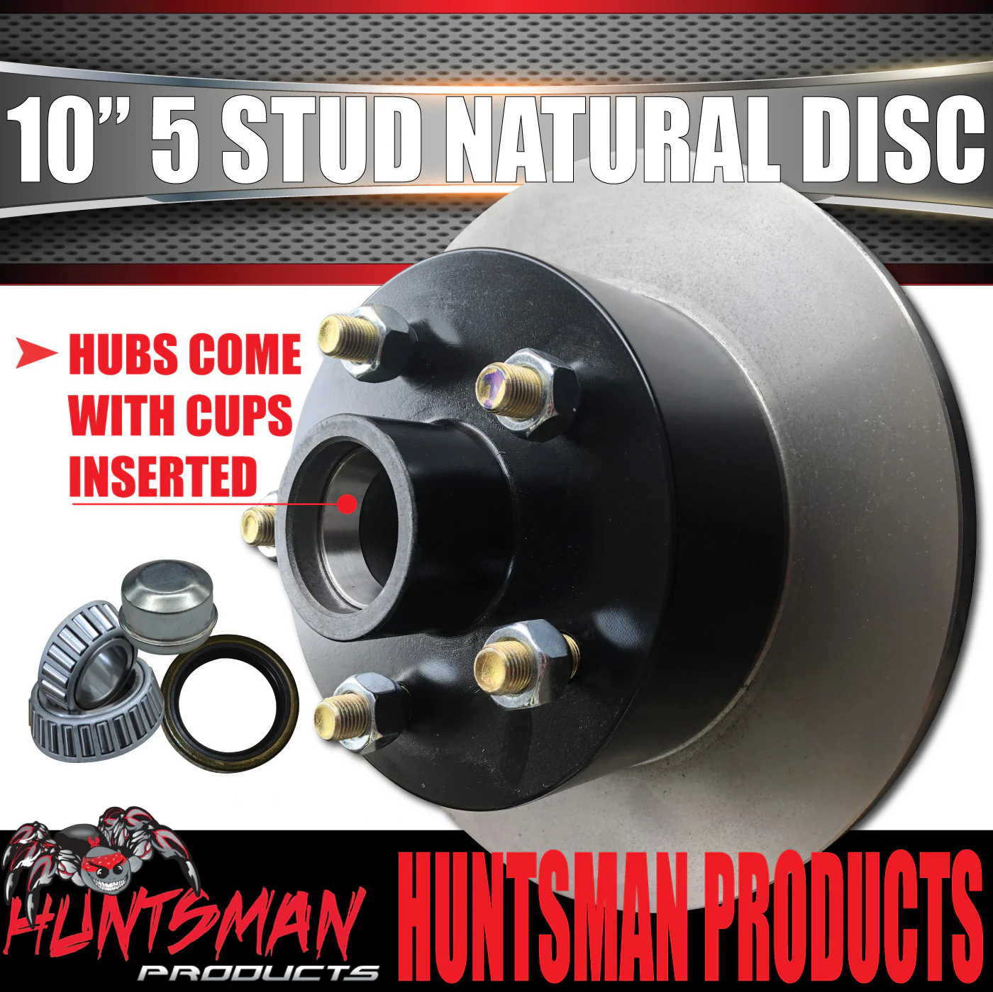1x 10" Trailer Caravan Commodore Pattern Natural Disc Hub & SL Slimline Bearings