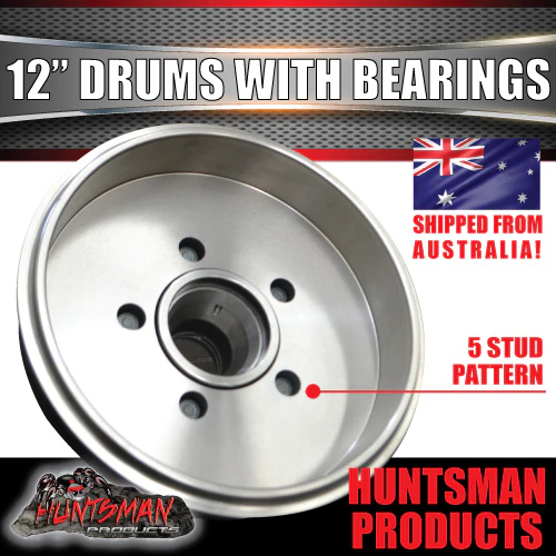 2X 12" 3 Tonne 5 Stud L/C Electric Trailer Caravan Brake Drums & Bearings. Suit Huntsman & Alko - Image 3
