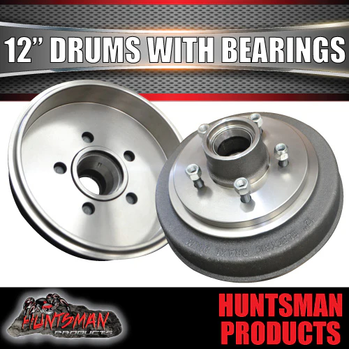 2X 12" 3 Tonne 5 Stud L/C Electric Trailer Caravan Brake Drums & Bearings. Suit Huntsman & Alko - Image 4