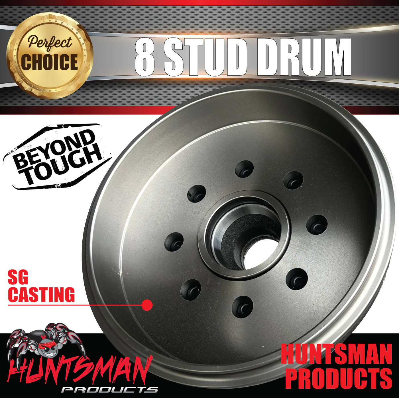 1x 12" 3 Tonne 8 Stud F250 F350 Electric Trailer Caravan Brake Drum & Bearings.  Suit Huntsman & Alko - Image 2