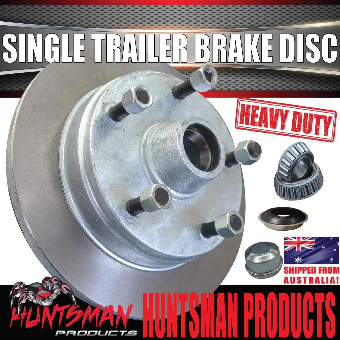 1x 12" Galvanised 5 Stud Trailer Disc 5/150 PCD. LM Bearings & Marine Seal