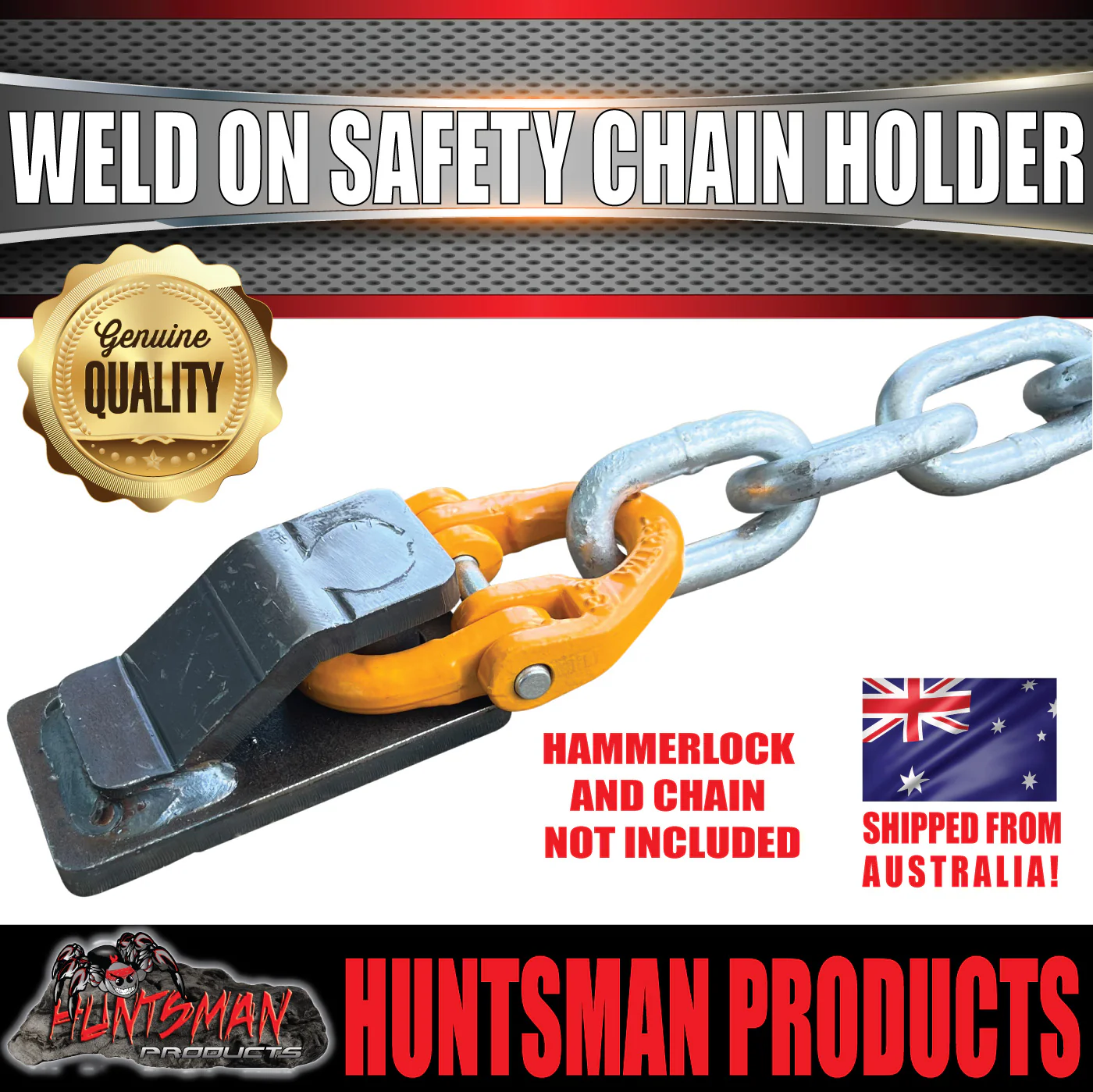 1x 13mm Trailer Caravan Weld Safety Chain Holder Cam Lock Base Suit Hammerlocks - Image 5