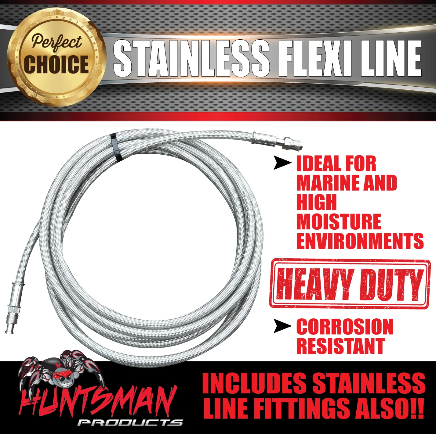 1x 550mm Trailer Hydraulic Brake Braided Stainless Steel Flexi Line 3/8" Fittings