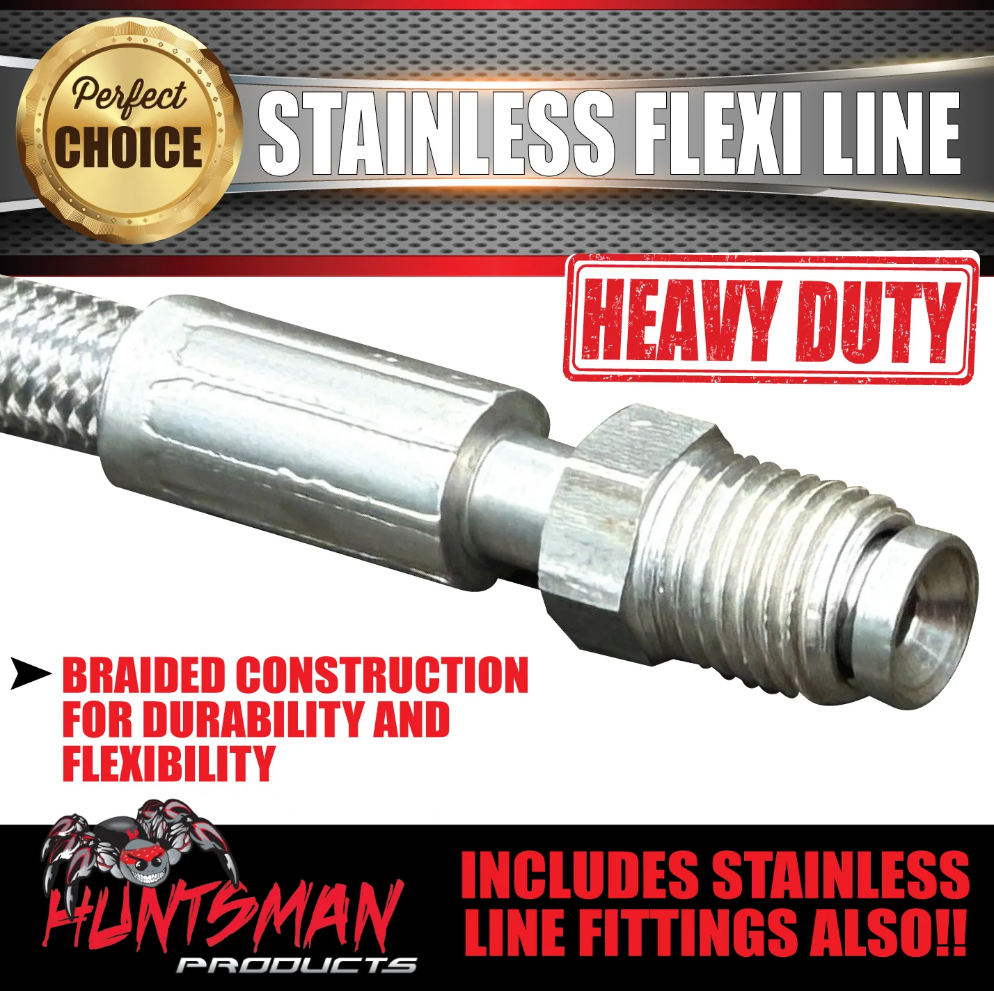 1x 550mm Trailer Hydraulic Brake Braided Stainless Steel Flexi Line 3/8" Fittings - Image 2