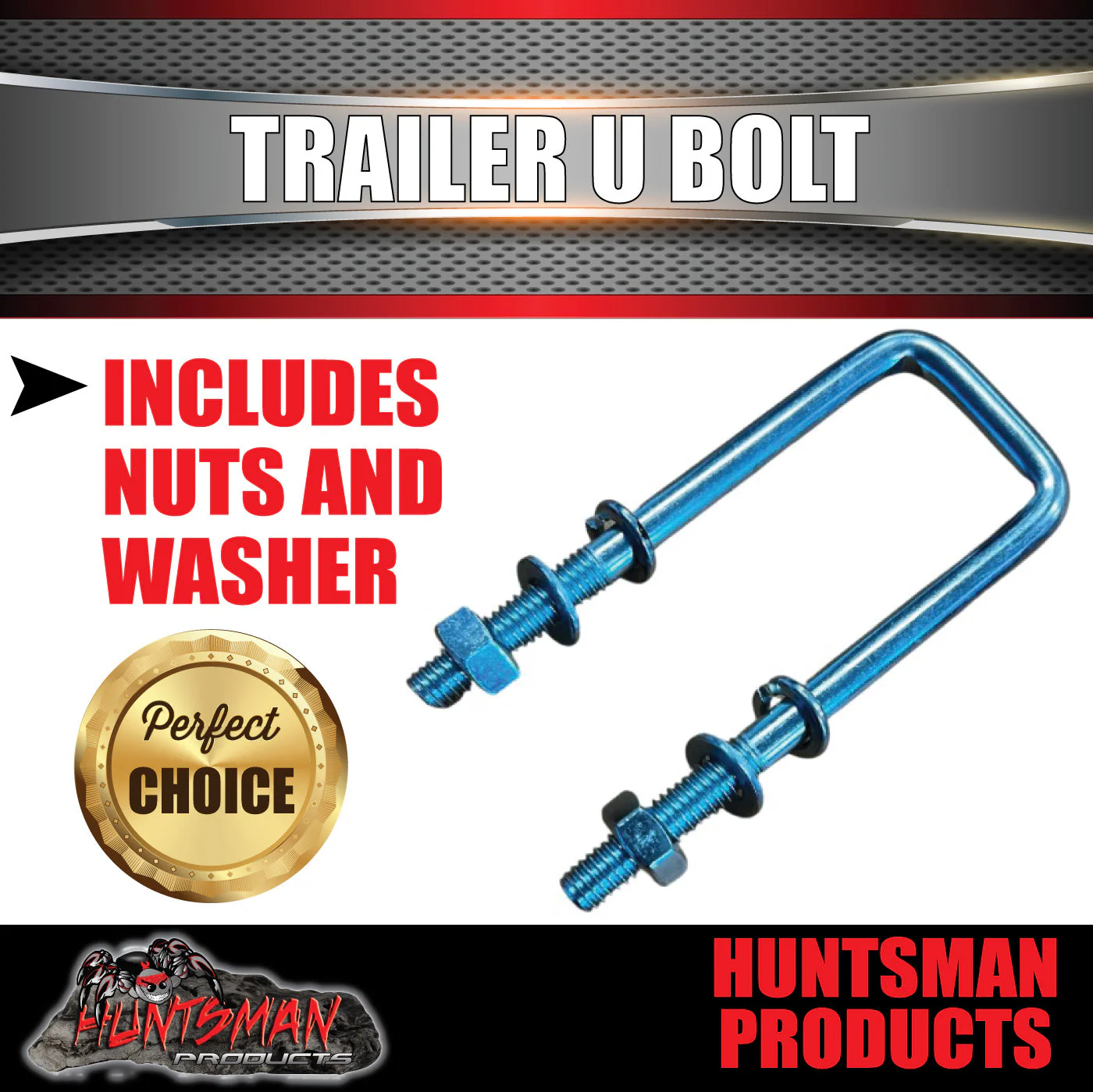 1x 40mm X 150mm 1/2" Trailer Caravan Boat U bolt + Nuts & Washers Zinc Finish