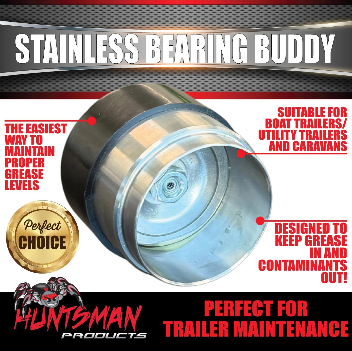1x 45mm Boat trailer Caravan All Stainless Steel Bearing Buddy Protector - Image 2