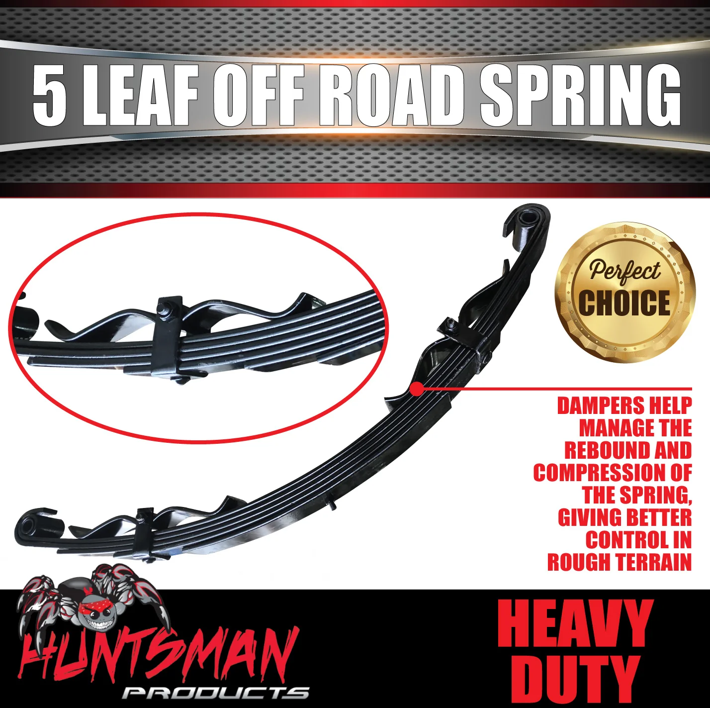 1x 5 Leaf Off Road Trailer Caravan Camper spring 1200Kg (per pair) with Rebound Straps. Shot Peened