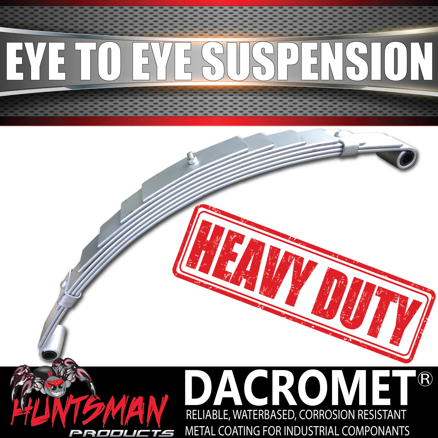 7 Leaf 1600Kg Galvanised Dacromet 60mm Eye to Eye Trailer springs, U Bolt & Hanger Kit - Image 4