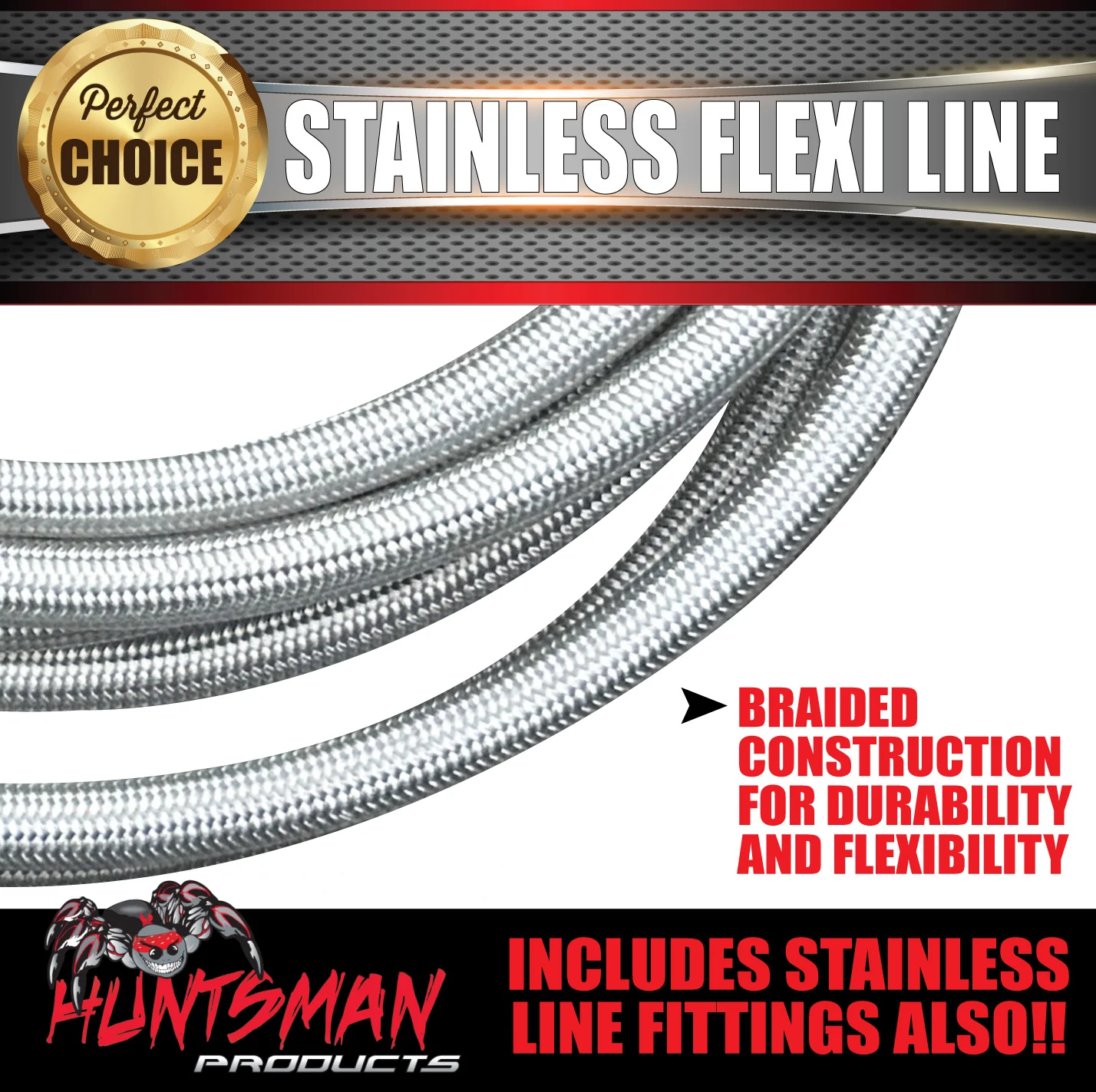 1x 914mm Trailer Hydraulic Brake Braided Stainless Steel Flexi Line 3/8" Fittings - Image 3