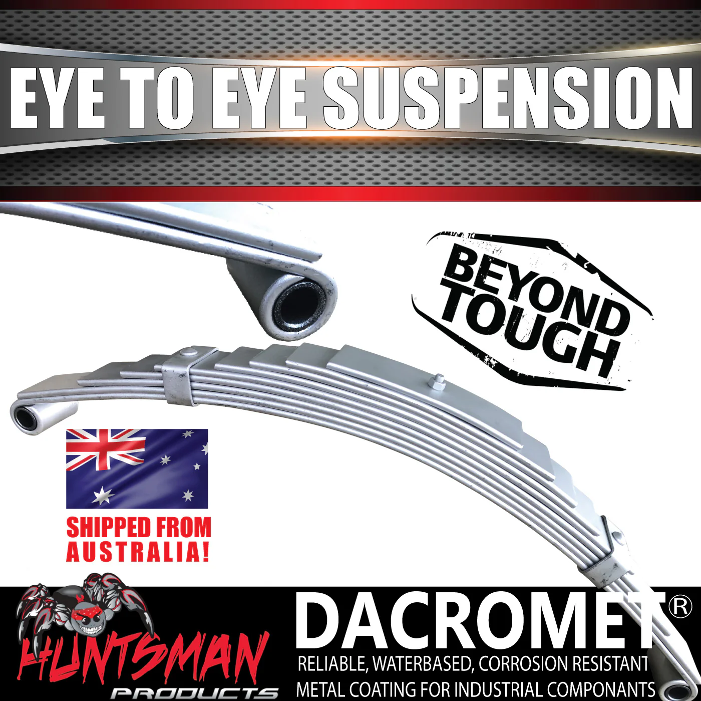 2x Galvanised Dacromet 60mm x 6mm Trailer Caravan 9 Leaf Eye to Eye Springs 2200kg Rated. Shot Peened. - Image 3