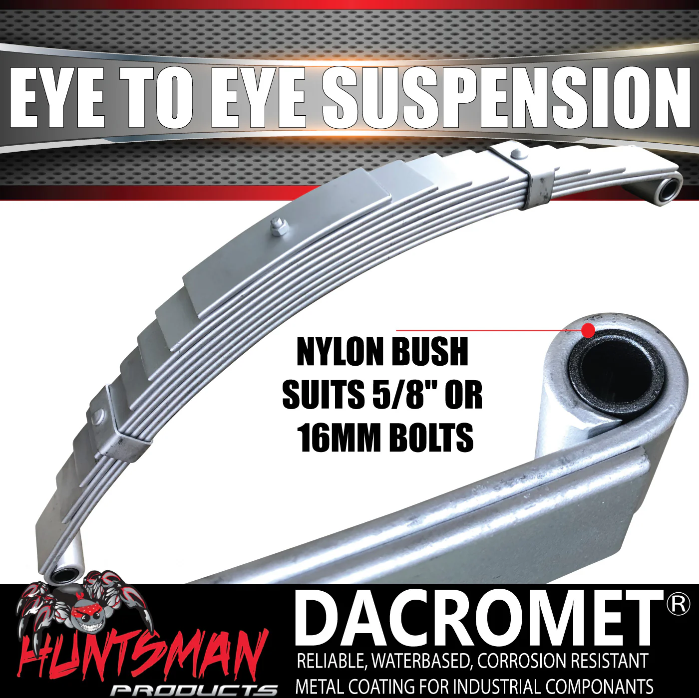2x Galvanised Dacromet 60mm x 6mm Trailer Caravan 9 Leaf Eye to Eye Springs 2200kg Rated. Shot Peened. - Image 5
