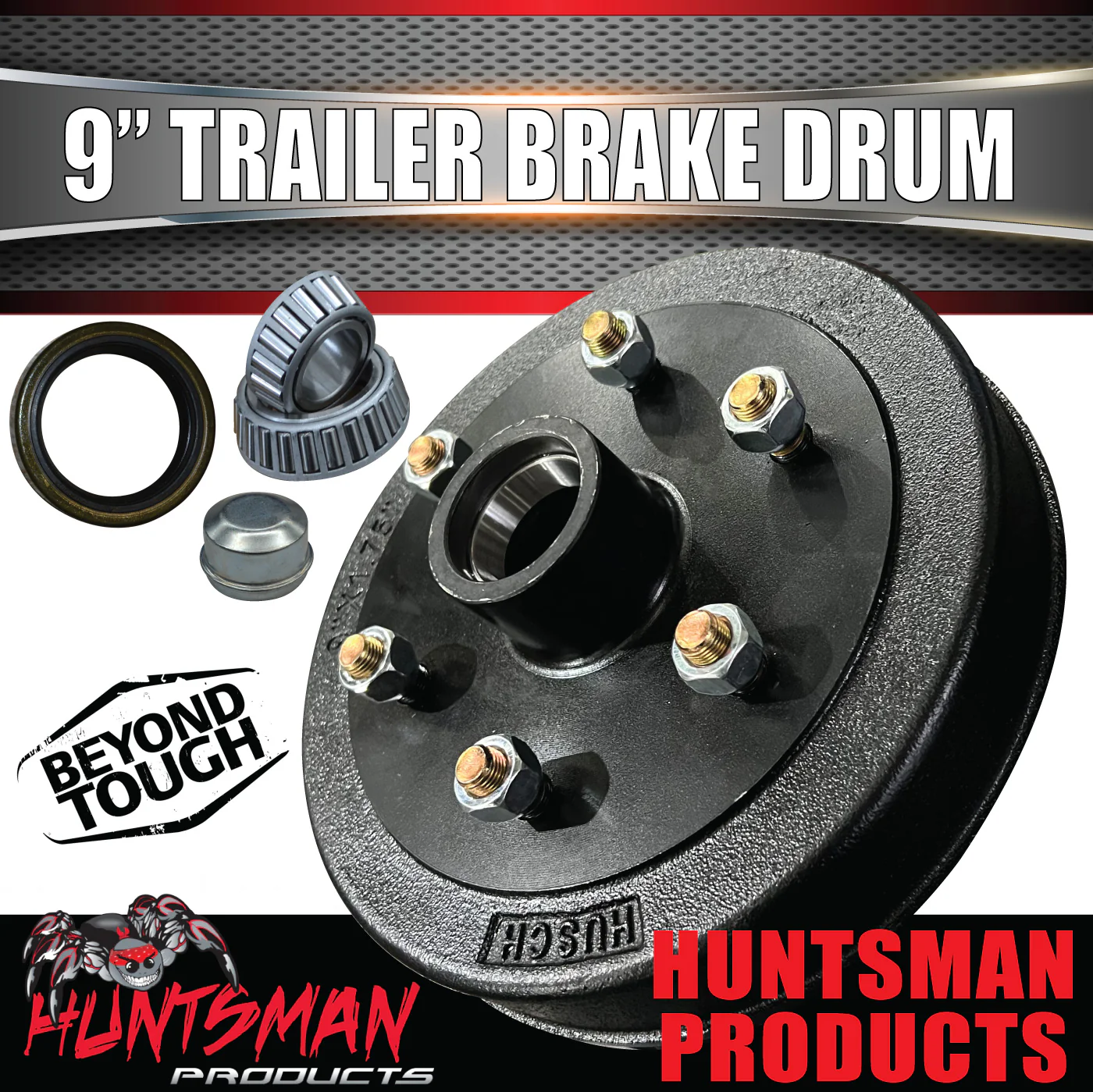 1x Mechanical Hydraulic Trailer Brake Drum 9" 6 Stud Landcruiser Pattern + SL / Ford Size Bearings