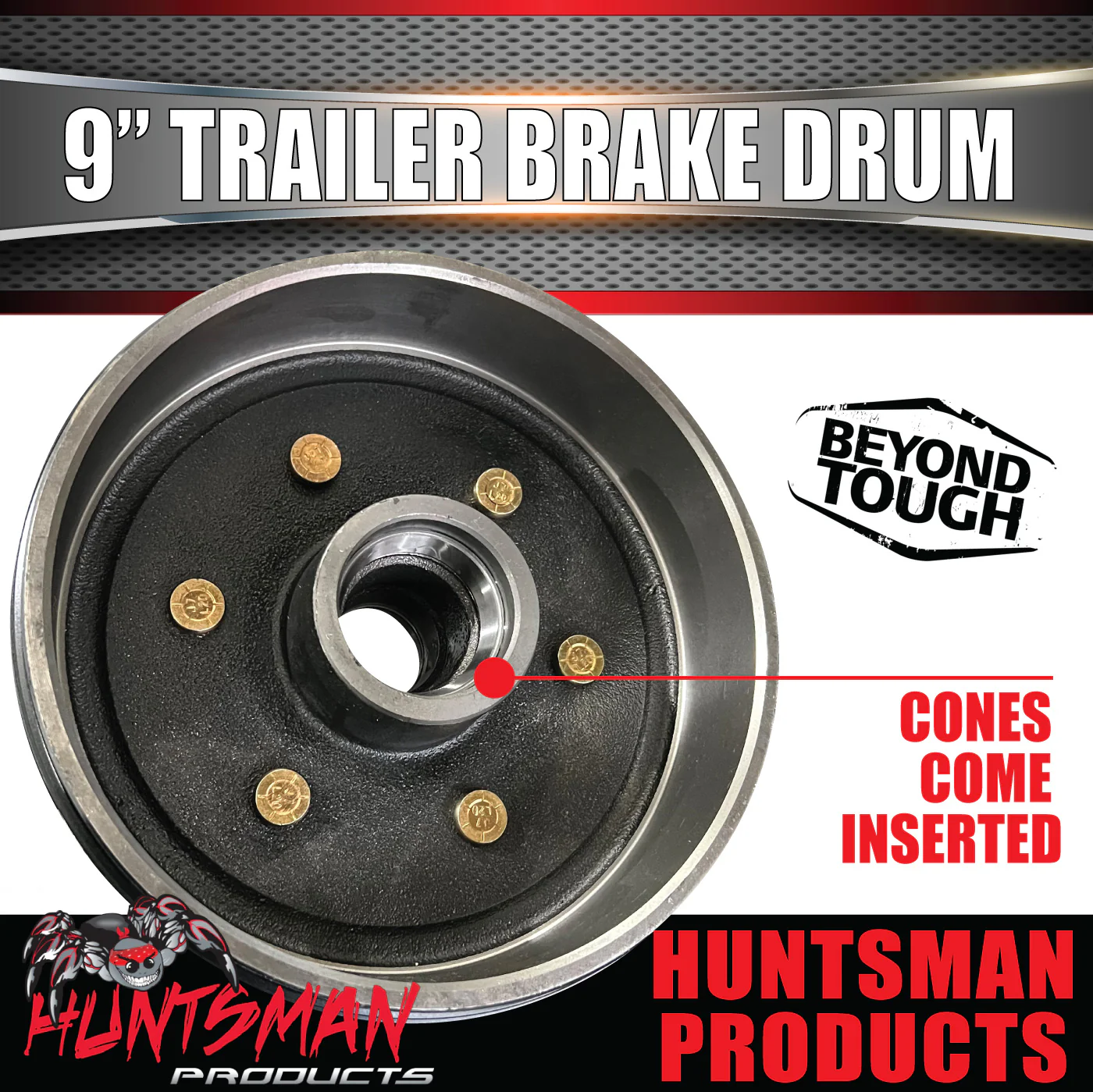 1x Mechanical Hydraulic Trailer Caravan Brake Drum 9" 6 Stud Landcruiser Pattern + LM / Holden Bearings - Image 3