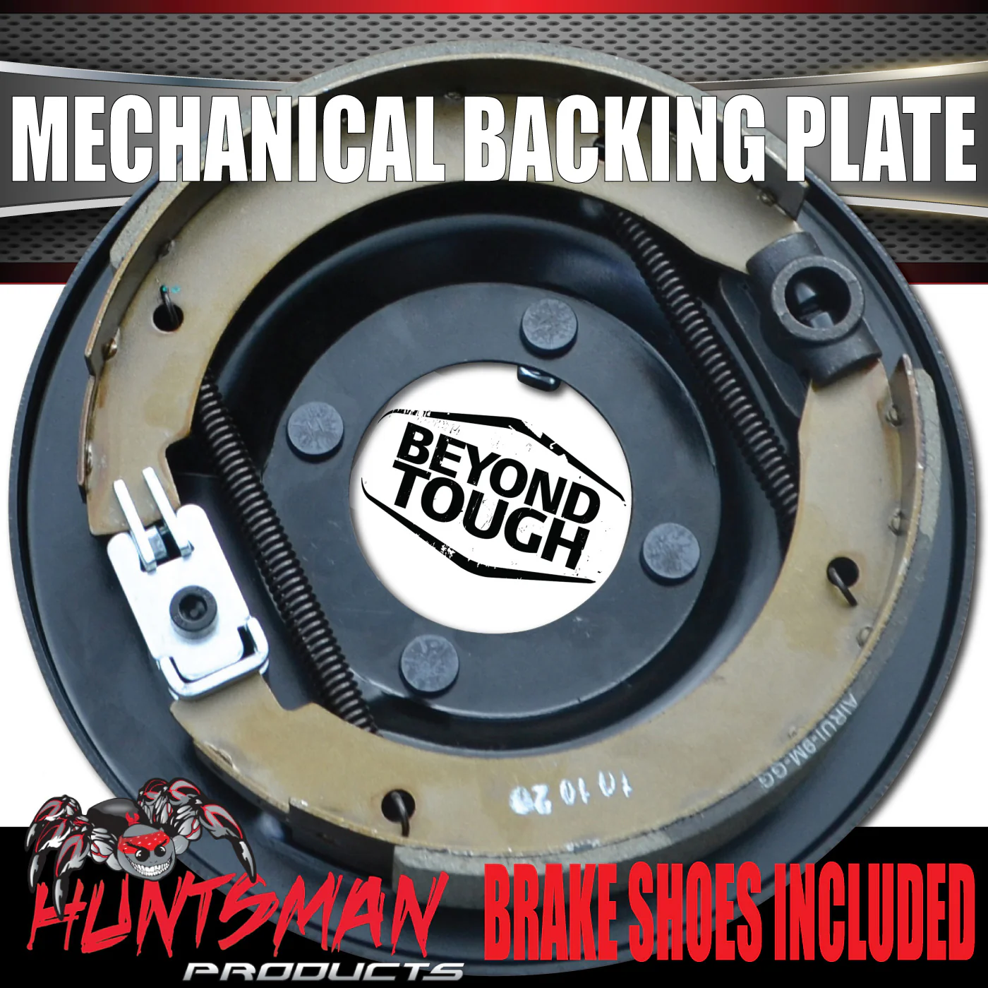 1x RHS Drivers Side 9" Mechanical Drum Trailer Backing Plate With Brake Shoes - Image 2