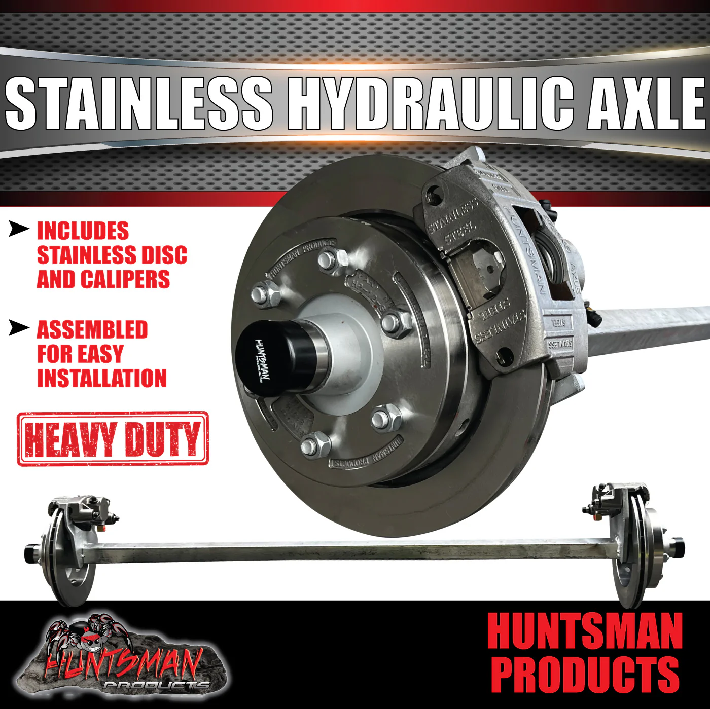 2000Kg L/C Galvanised Stainless Hydraulic Disc Caravan Boat Trailer Axle