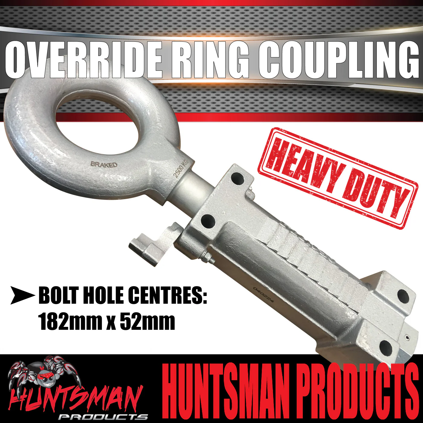 2000kg Trailer Caravan Override Ring Coupling Hitch Suit Pintle Hook. CTA Approved
