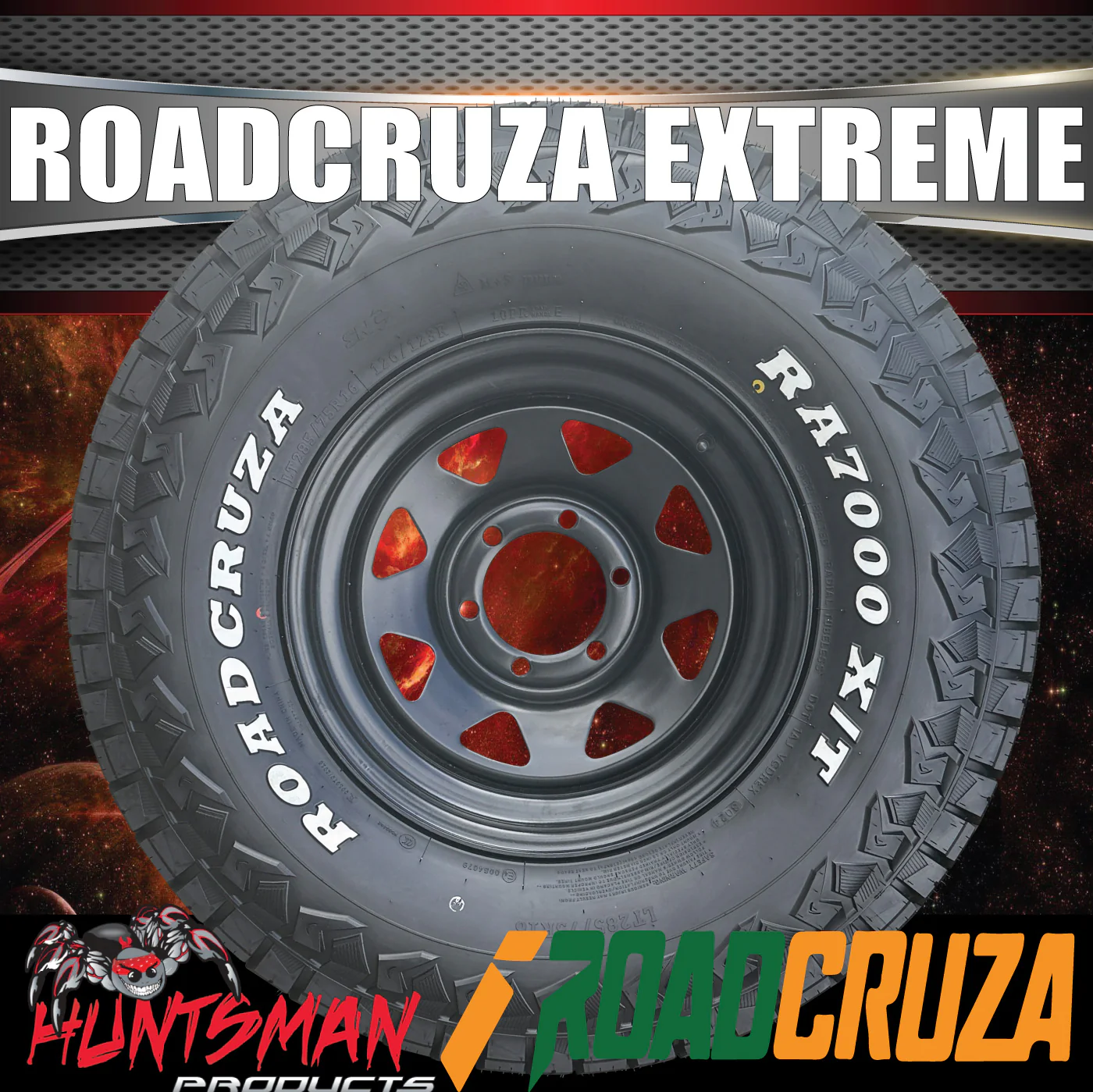 285/75R16 Roadcruza RA7000 X/T Extreme Tyre on 16" Black Steel Wheel Rim. 126/123R 3 Ply Sidewall - Image 3